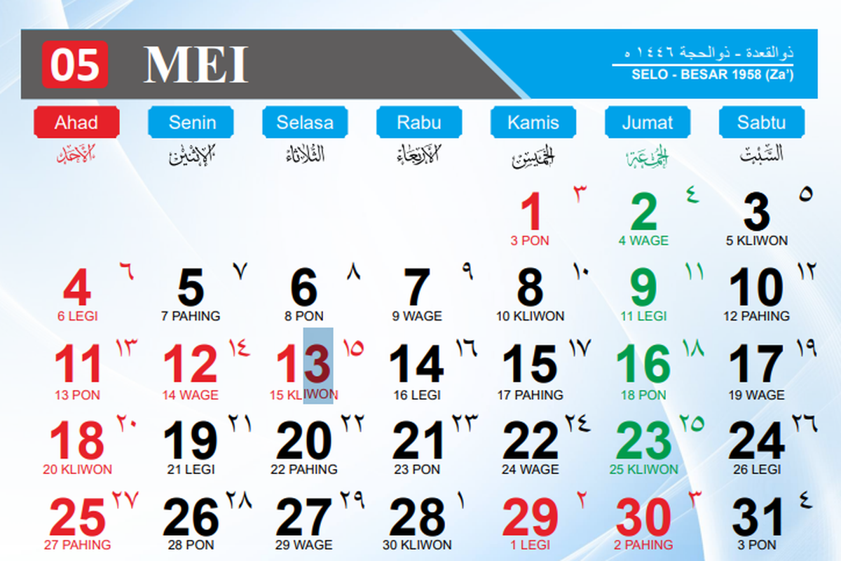 Kalender Jawa Hari Ini Jumat